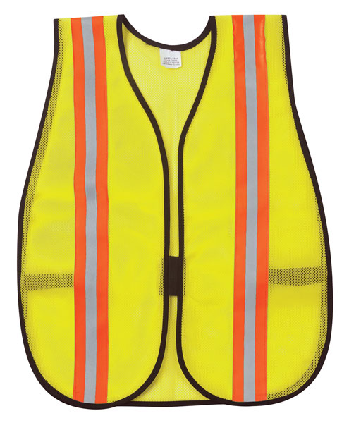 General Purpose Fluorescent Lime Polyester Mesh Vest with Silver Reflective Stripes - Hi-Viz Apparel